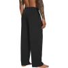 imageWiWi Mens Pajama Pants Soft Lounge Bottoms Sweatpants Button Fly Sleep Pjs Pant with Pockets Viscose from Bamboo SXXLBlack