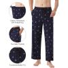 imageWiWi Mens Pajama Pants Soft Lounge Bottoms Sweatpants Button Fly Sleep Pjs Pant with Pockets Viscose from Bamboo SXXLSkiing on Navy