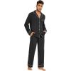 imageWiWi Mens Pajama Set Soft Sleepwear Button Down Pajamas Sets Classic Notch Collar Loungewear Viscose from Bamboo Pjs SXXLAblack