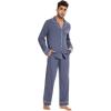 imageWiWi Mens Pajama Set Soft Sleepwear Button Down Pajamas Sets Classic Notch Collar Loungewear Viscose from Bamboo Pjs SXXLAblue