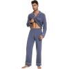imageWiWi Mens Pajama Set Soft Sleepwear Button Down Pajamas Sets Classic Notch Collar Loungewear Viscose from Bamboo Pjs SXXLAblue