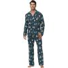 imageWiWi Mens Pajama Set Soft Sleepwear Button Down Pajamas Sets Classic Notch Collar Loungewear Viscose from Bamboo Pjs SXXLAchristmas Elk on Green