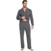 imageWiWi Mens Pajama Set Soft Sleepwear Button Down Pajamas Sets Classic Notch Collar Loungewear Viscose from Bamboo Pjs SXXLAdark Heather Grey
