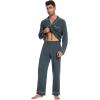 imageWiWi Mens Pajama Set Soft Sleepwear Button Down Pajamas Sets Classic Notch Collar Loungewear Viscose from Bamboo Pjs SXXLAgrayish Blue