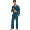 imageWiWi Mens Pajama Set Soft Sleepwear Button Down Pajamas Sets Classic Notch Collar Loungewear Viscose from Bamboo Pjs SXXLAink Blue