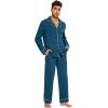 imageWiWi Mens Pajama Set Soft Sleepwear Button Down Pajamas Sets Classic Notch Collar Loungewear Viscose from Bamboo Pjs SXXLAink Blue