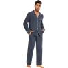 imageWiWi Mens Pajama Set Soft Sleepwear Button Down Pajamas Sets Classic Notch Collar Loungewear Viscose from Bamboo Pjs SXXLAmidnight Blue