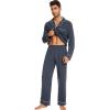 imageWiWi Mens Pajama Set Soft Sleepwear Button Down Pajamas Sets Classic Notch Collar Loungewear Viscose from Bamboo Pjs SXXLAmidnight Blue