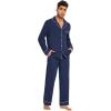imageWiWi Mens Pajama Set Soft Sleepwear Button Down Pajamas Sets Classic Notch Collar Loungewear Viscose from Bamboo Pjs SXXLAnavy