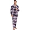 imageWiWi Mens Pajama Set Soft Sleepwear Button Down Pajamas Sets Classic Notch Collar Loungewear Viscose from Bamboo Pjs SXXLAnavyRed Stripe Plaid