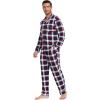 imageWiWi Mens Pajama Set Soft Sleepwear Button Down Pajamas Sets Classic Notch Collar Loungewear Viscose from Bamboo Pjs SXXLAnavyRed Stripe Plaid