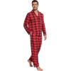 imageWiWi Mens Pajama Set Soft Sleepwear Button Down Pajamas Sets Classic Notch Collar Loungewear Viscose from Bamboo Pjs SXXLAred Plaid