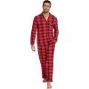imageWiWi Mens Pajama Set Soft Sleepwear Button Down Pajamas Sets Classic Notch Collar Loungewear Viscose from Bamboo Pjs SXXLAred Plaid
