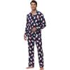 imageWiWi Mens Pajama Set Soft Sleepwear Button Down Pajamas Sets Classic Notch Collar Loungewear Viscose from Bamboo Pjs SXXLAsanta Claus on Navy