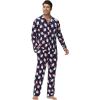 imageWiWi Mens Pajama Set Soft Sleepwear Button Down Pajamas Sets Classic Notch Collar Loungewear Viscose from Bamboo Pjs SXXLAsanta Claus on Navy