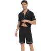 imageWiWi Mens Pajama Set Soft Sleepwear Button Down Pajamas Sets Classic Notch Collar Loungewear Viscose from Bamboo Pjs SXXLBblack
