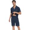 imageWiWi Mens Pajama Set Soft Sleepwear Button Down Pajamas Sets Classic Notch Collar Loungewear Viscose from Bamboo Pjs SXXLBdark Blue