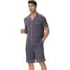 imageWiWi Mens Pajama Set Soft Sleepwear Button Down Pajamas Sets Classic Notch Collar Loungewear Viscose from Bamboo Pjs SXXLBdark Grey