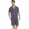 imageWiWi Mens Pajama Set Soft Sleepwear Button Down Pajamas Sets Classic Notch Collar Loungewear Viscose from Bamboo Pjs SXXLBdark Grey