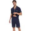 imageWiWi Mens Pajama Set Soft Sleepwear Button Down Pajamas Sets Classic Notch Collar Loungewear Viscose from Bamboo Pjs SXXLBnavy