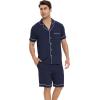 imageWiWi Mens Pajama Set Soft Sleepwear Button Down Pajamas Sets Classic Notch Collar Loungewear Viscose from Bamboo Pjs SXXLBnavy