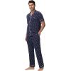 imageWiWi Mens Pajama Set Soft Sleepwear Button Down Pajamas Sets Classic Notch Collar Loungewear Viscose from Bamboo Pjs SXXLCdeer on Navy