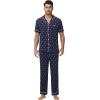 imageWiWi Mens Pajama Set Soft Sleepwear Button Down Pajamas Sets Classic Notch Collar Loungewear Viscose from Bamboo Pjs SXXLCdeer on Navy