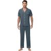 imageWiWi Mens Pajama Set Soft Sleepwear Button Down Pajamas Sets Classic Notch Collar Loungewear Viscose from Bamboo Pjs SXXLCgrayish Blue