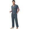 imageWiWi Mens Pajama Set Soft Sleepwear Button Down Pajamas Sets Classic Notch Collar Loungewear Viscose from Bamboo Pjs SXXLCgrayish Blue