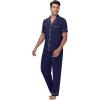 imageWiWi Mens Pajama Set Soft Sleepwear Button Down Pajamas Sets Classic Notch Collar Loungewear Viscose from Bamboo Pjs SXXLCnavy