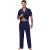 imageWiWi Mens Pajama Set Soft Sleepwear Button Down Pajamas Sets Classic Notch Collar Loungewear Viscose from Bamboo Pjs SXXLCnavy