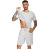imageWiWi Mens Pajamas Set Soft Short Sleeve Pj Sleepwear Top and Shorts Pajama Sets LoungewearViscose from Bamboo S3XAash Grey