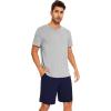 imageWiWi Mens Pajamas Set Soft Short Sleeve Pj Sleepwear Top and Shorts Pajama Sets LoungewearViscose from Bamboo S3XAheather Grey  Navy