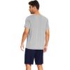 imageWiWi Mens Pajamas Set Soft Short Sleeve Pj Sleepwear Top and Shorts Pajama Sets LoungewearViscose from Bamboo S3XAheather Grey  Navy