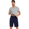 imageWiWi Mens Pajamas Set Soft Short Sleeve Pj Sleepwear Top and Shorts Pajama Sets LoungewearViscose from Bamboo S3XAheather Grey  Navy