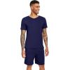 imageWiWi Mens Pajamas Set Soft Short Sleeve Pj Sleepwear Top and Shorts Pajama Sets LoungewearViscose from Bamboo S3XAnavy