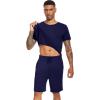 imageWiWi Mens Pajamas Set Soft Short Sleeve Pj Sleepwear Top and Shorts Pajama Sets LoungewearViscose from Bamboo S3XAnavy