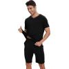 imageWiWi Mens Pajamas Set Soft Short Sleeve Pj Sleepwear Top and Shorts Pajama Sets LoungewearViscose from Bamboo S3XBblack