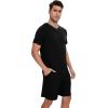 imageWiWi Mens Pajamas Set Soft Short Sleeve Pj Sleepwear Top and Shorts Pajama Sets LoungewearViscose from Bamboo S3XBblack