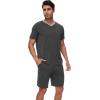 imageWiWi Mens Pajamas Set Soft Short Sleeve Pj Sleepwear Top and Shorts Pajama Sets LoungewearViscose from Bamboo S3XBcharcoal Heather