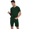 imageWiWi Mens Pajamas Set Soft Short Sleeve Pj Sleepwear Top and Shorts Pajama Sets LoungewearViscose from Bamboo S3XBdeep Green