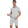 imageWiWi Mens Pajamas Set Soft Short Sleeve Pj Sleepwear Top and Shorts Pajama Sets LoungewearViscose from Bamboo S3XBlight Heather Grey