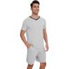 imageWiWi Mens Pajamas Set Soft Short Sleeve Pj Sleepwear Top and Shorts Pajama Sets LoungewearViscose from Bamboo S3XBlight Heather Grey