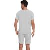 imageWiWi Mens Pajamas Set Soft Short Sleeve Pj Sleepwear Top and Shorts Pajama Sets LoungewearViscose from Bamboo S3XBlight Heather Grey