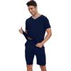 imageWiWi Mens Pajamas Set Soft Short Sleeve Pj Sleepwear Top and Shorts Pajama Sets LoungewearViscose from Bamboo S3XBnavy