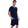 imageWiWi Mens Pajamas Set Soft Short Sleeve Pj Sleepwear Top and Shorts Pajama Sets LoungewearViscose from Bamboo S3XBnavy