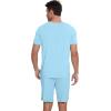imageWiWi Mens Pajamas Set Soft Short Sleeve Pj Sleepwear Top and Shorts Pajama Sets LoungewearViscose from Bamboo S3XBpale Blue
