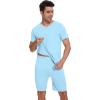 imageWiWi Mens Pajamas Set Soft Short Sleeve Pj Sleepwear Top and Shorts Pajama Sets LoungewearViscose from Bamboo S3XBpale Blue