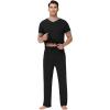 imageWiWi Mens Pajamas Set Viscose from Bamboo Short Sleeve Sleepwear Knit Nightwear 2 Pieces Loungewear Sets SXXLBlack