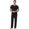 imageWiWi Mens Pajamas Set Viscose from Bamboo Short Sleeve Sleepwear Knit Nightwear 2 Pieces Loungewear Sets SXXLBlack